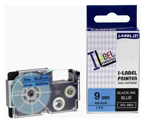 Páska Xerox kompatibilná s Casio, XR-9BU1, 9 mm x 8 m, čierna tlač / modrý podklad - ALLPRINT