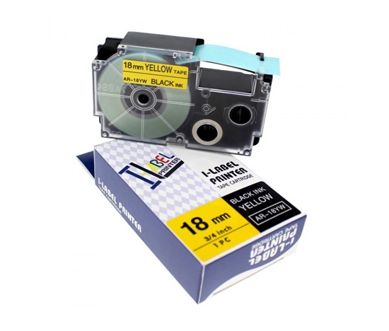 Páska Xerox kompatibilná s Casio XR-18YW1, 18 mm x 8 m, čierna tlač / žltý podklad - ALLPRINT