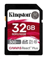 Kingston 32GB Canvas React Plus SDHC UHS-II 300R/260W U3 V90 pre Full HD/4K/8K