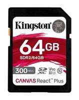 Kingston 64GB Canvas React Plus SDHC UHS-II 300R/260W U3 V90 pre Full HD/4K/8K