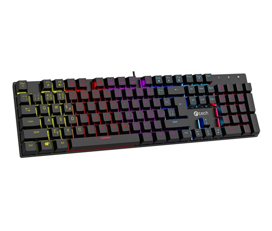 C-TECH mechanická klávesnice Morpheus, casual gaming, CZ/SK, červené spínače, RGB podsvícení, USB