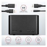 AXAGON ADSA-D25, USB 3.2 Gen 1 - 2x SATA 6G 2.dokovacia stanica 5" SSD/HDD CLONE MINI
