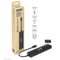 Club3D Hub USB-C, rozbočovač 6 v 1 s HDMI 8K30Hz, 2xUSB typu A, RJ45 a 2xUSB typu C, Data a PD nabíjení 100W