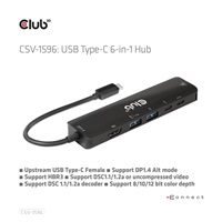 Club3D Hub USB-C, rozbočovač 6 v 1 s HDMI 8K30Hz, 2xUSB typu A, RJ45 a 2xUSB typu C, Data a PD nabíjení 100W