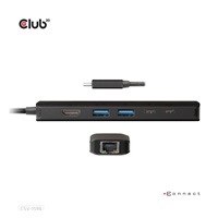 Club3D Hub USB-C, rozbočovač 6 v 1 s HDMI 8K30Hz, 2xUSB typu A, RJ45 a 2xUSB typu C, Data a PD nabíjení 100W