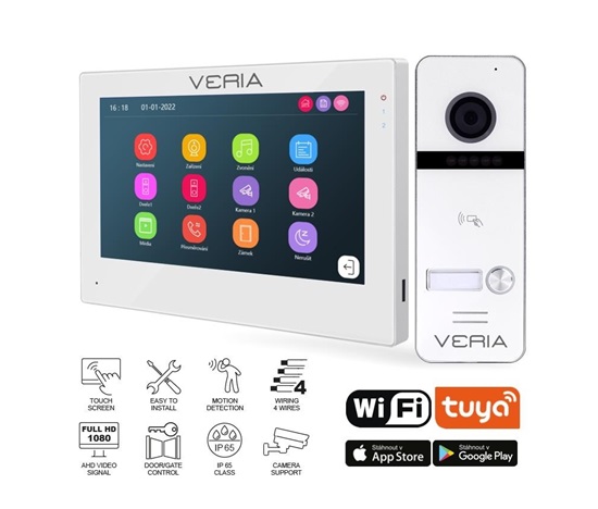 SET Videotelefon VERIA 3001-W (Wi-Fi) bílý + vstupní stanice VERIA 301