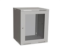 Nástenný rozvádzač Solarix SENSA LITE 12U 450mm, sklenené dvere, RAL 7035, SENSA-L-12U-545-11-G