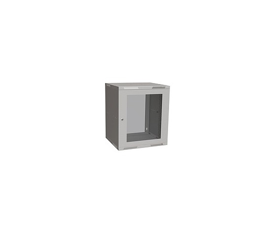 Nástenný rozvádzač Solarix SENSA LITE 12U 450mm, sklenené dvere, RAL 7035, SENSA-L-12U-545-11-G