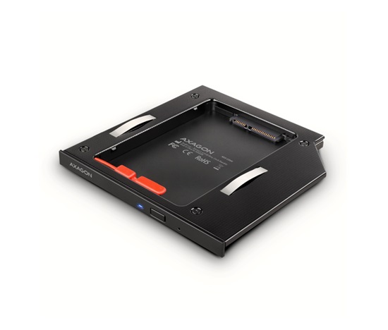 Rám AXAGON RSS-CD09 pre 2.5" SSD/HDD na DVD, 9.5 mm, LED, hliník