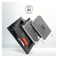 Rám AXAGON RSS-CD09 pre 2.5" SSD/HDD na DVD, 9.5 mm, LED, hliník