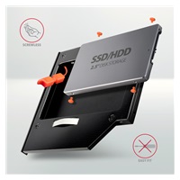 Rám AXAGON RSS-CD09 pre 2.5" SSD/HDD na DVD, 9.5 mm, LED, hliník