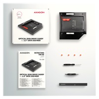 Rám AXAGON RSS-CD09 pre 2.5" SSD/HDD na DVD, 9.5 mm, LED, hliník