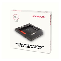 Rám AXAGON RSS-CD09 pre 2.5" SSD/HDD na DVD, 9.5 mm, LED, hliník