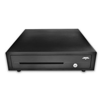 Pokladničná zásuvka Virtuos C420D - s káblom, kovové držiaky, 9-24V, čierna