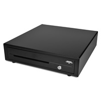 Pokladničná zásuvka Virtuos C420D - s káblom, kovové držiaky, 9-24V, čierna