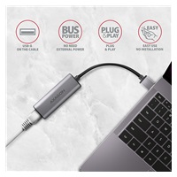 AXAGON ADE-25R, USB-A 3.2 Gen 1-2.5 Gigabitová sieťová karta Ethernet, Realtek 8156, automatická inštalácia, sivá