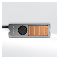 AXAGON CLR-M2FAN, medený chladič s ventilátorom pre jedno aj obojstranný M.2 SSD disk, výška 13 mm