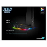 CONNECT IT NEO Stand-It RGB stojan na slúchadlá + rozbočovač USB, čierny