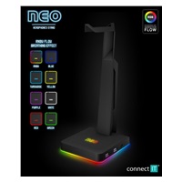 CONNECT IT NEO Stand-It RGB stojan na slúchadlá + rozbočovač USB, čierny