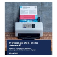 BROTHER skener ADS-4700W DUALSKEN A4 40 str./min/80duálny 600x600 60ADF USB LAN WIFI - displej 10.5cm