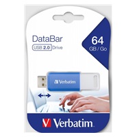 VERBATIM Flash Disk 64GB DataBar USB 2.0 Disk, modrý