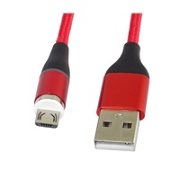 PREMIUMCORD Magnetický nabíjací a dátový kábel micro USB a USB-C 1 m, červený