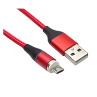 PREMIUMCORD Magnetický nabíjací a dátový kábel micro USB a USB-C 1 m, červený