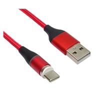 PREMIUMCORD Magnetický nabíjací a dátový kábel micro USB a USB-C 1 m, červený