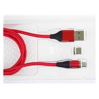 PREMIUMCORD Magnetický nabíjací a dátový kábel micro USB a USB-C 1 m, červený