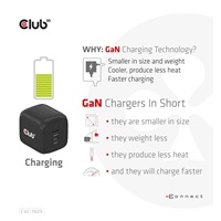 Cestovná nabíjačka Club3D PPS 45W technológia GAN, dvojportový USB Type-C, Power Delivery(PD) 3.0 Podpora
