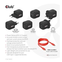 Cestovná nabíjačka Club3D PPS 45W technológia GAN, dvojportový USB Type-C, Power Delivery(PD) 3.0 Podpora