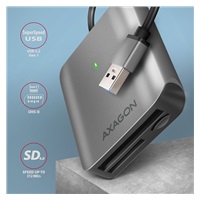 AXAGON CRE-S3, USB-A 3.2 Gen 1 - čítačka kariet SUPERSPEED, 3-slot & lun SD/microSD/CF, podpora UHS-II