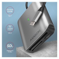 AXAGON CRE-S3C, USB-C 3.2 Gen 1 - čítačka kariet SUPERSPEED, 3-slot & lun SD/microSD/CF, podpora UHS-II