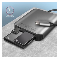 AXAGON CRE-S3C, USB-C 3.2 Gen 1 - čítačka kariet SUPERSPEED, 3-slot & lun SD/microSD/CF, podpora UHS-II