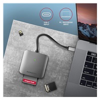 AXAGON CRE-S3C, USB-C 3.2 Gen 1 - čítačka kariet SUPERSPEED, 3-slot & lun SD/microSD/CF, podpora UHS-II