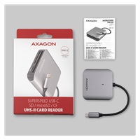 AXAGON CRE-S3C, USB-C 3.2 Gen 1 - čítačka kariet SUPERSPEED, 3-slot & lun SD/microSD/CF, podpora UHS-II