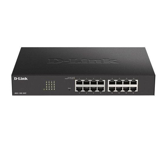 D-Link DGS-1100-16V2 16-portový gigabitový inteligentný riadený prepínač, bez ventilátora