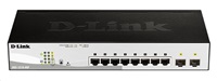 D-Link DGS-1210-08P 10-portový gigabitový inteligentný PoE switch, 8x GbE PoE+, 2x SFP, PoE 65W, bez ventilátora