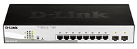 D-Link DGS-1210-10P 10-portový gigabitový Smart+ PoE switch, 8x GbE PoE+, 2x SFP, PoE 65W, bez ventilátora