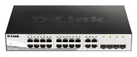 D-Link DGS-1210-20 20-portový gigabitový prepínač Smart+, 16x GbE, 4x RJ45/SFP, bez ventilátora