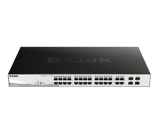 D-Link DGS-1210-28P 28-portový gigabitový Smart+ PoE switch, 24x GbE PoE+, 4x RJ45/SFP, PoE 193W