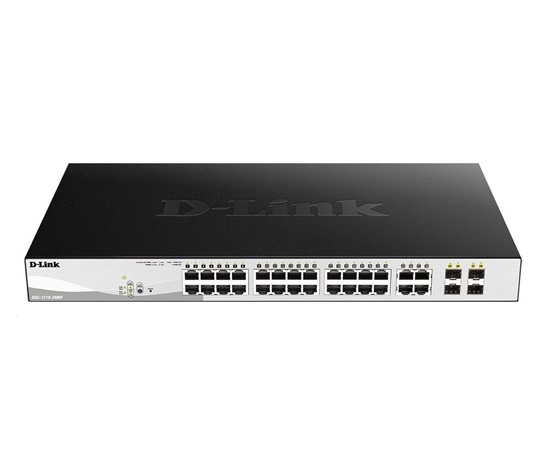 D-Link DGS-1210-28MP 28-portový gigabitový Smart+ PoE switch, 24x GbE PoE+, 4x RJ45/SFP, PoE 370W