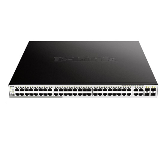 D-Link DGS-1210-52MP 52-portový gigabitový Smart+ PoE switch, 48x GbE PoE+, 4x RJ45/SFP, PoE 370W