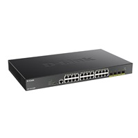 D-Link DGS-1250-28XMP 28-portový gigabitový inteligentný PoE switch, 24x GbE PoE+, 4x SFP+, PoE 370W