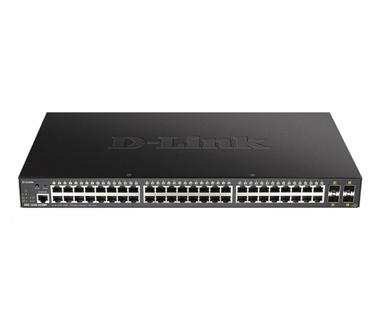 D-Link DGS-1250-52XMP 52-portový gigabitový inteligentný PoE switch, 48x GbE PoE+, 4x SFP+, PoE 370W
