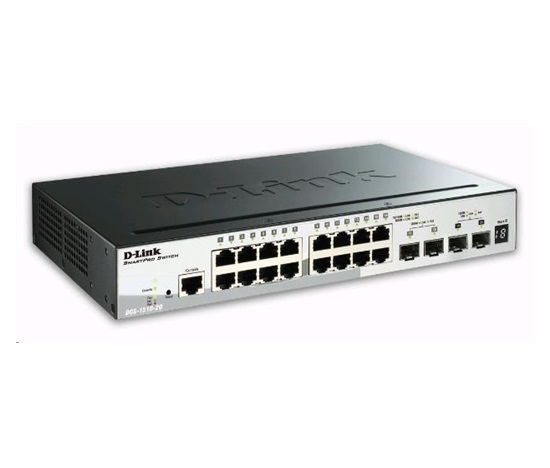 D-Link DGS-1510-20 20-portový gigabitový stohovateľný prepínač SmartPro, 16x gigabitový RJ45, 2x port 10G SFP+, 2x port SFP