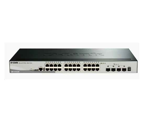 D-Link DGS-1510-28X 28-portový gigabitový stohovateľný inteligentný riadený prepínač, 24x gigabit RJ45, 4x 10G SFP+