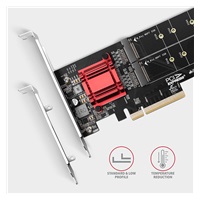 AXAGON PCEM2-ND, PCIe x8 radič - 2x M.2 NVMe M-key slot, RAID, podpora dosiek bez bifurkace, vr. LP