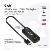 Club3D Adaptér HDMI + Micro USB na DisplayPort 4K120Hz/8K30Hz, Active Adapter M/F