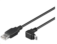 Kábel USB PREMIUMCORD 2.0 Spojovací uhol A-Micro B 90 stupňov 1 m (čierna)